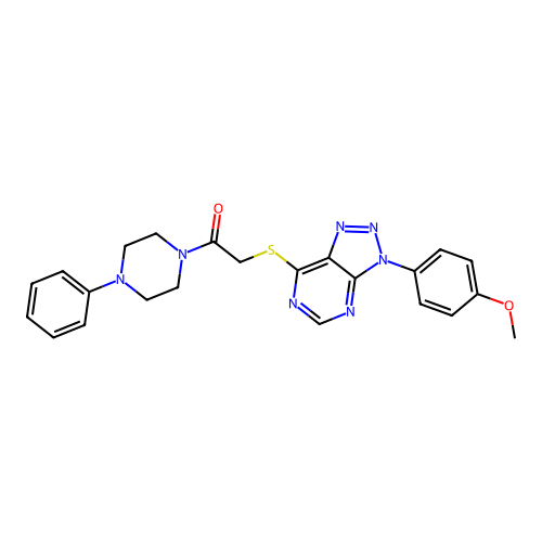 2-((3-(4-methoxyphenyl)-3H-[1,2,3]triazolo[4,5-d]pyrimidin-7-yl)thio)-1-(4-phenylpiperazin-1-yl)ethanone structure