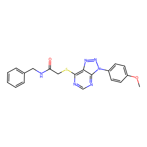 N-benzyl-2-[3-(4-methoxyphenyl)triazolo[4,5-d]pyrimidin-7-yl]sulfanylacetamide structure