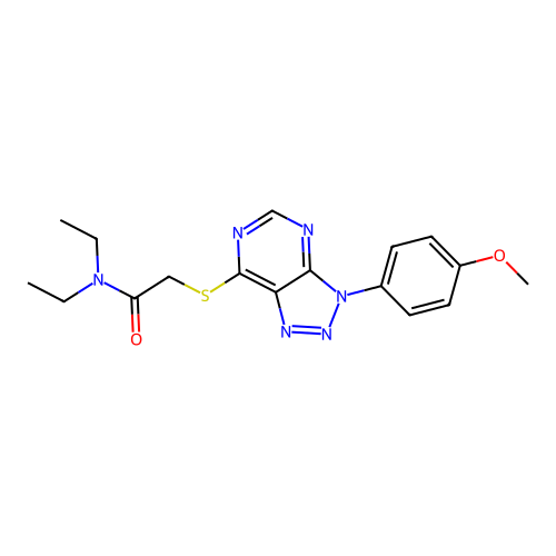 N,N-diethyl-2-[3-(4-methoxyphenyl)triazolo[4,5-d]pyrimidin-7-yl]sulfanylacetamide structure