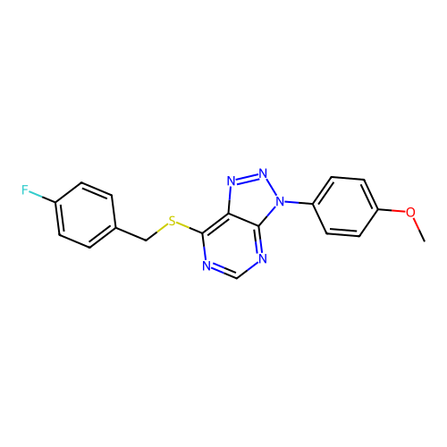 7-((4-fluorobenzyl)thio)-3-(4-methoxyphenyl)-3H-[1,2,3]triazolo[4,5-d]pyrimidine structure