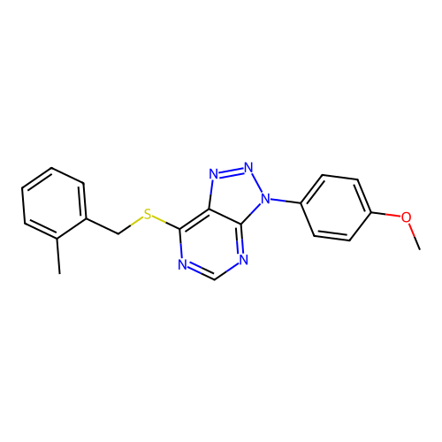 3-(4-methoxyphenyl)-7-((2-methylbenzyl)thio)-3H-[1,2,3]triazolo[4,5-d]pyrimidine structure