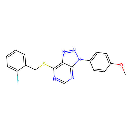 7-[(2-Fluorophenyl)methylsulfanyl]-3-(4-methoxyphenyl)triazolo[4,5-d]pyrimidine structure