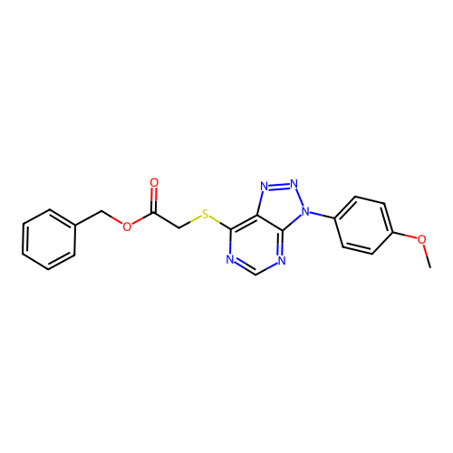 Benzyl 2-[3-(4-methoxyphenyl)triazolo[4,5-d]pyrimidin-7-yl]sulfanylacetate structure