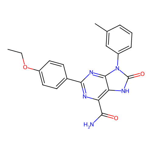 2-(4-ethoxyphenyl)-9-(3-methylphenyl)-8-oxo-8,9-dihydro-7H-purine-6-carboxamide structure