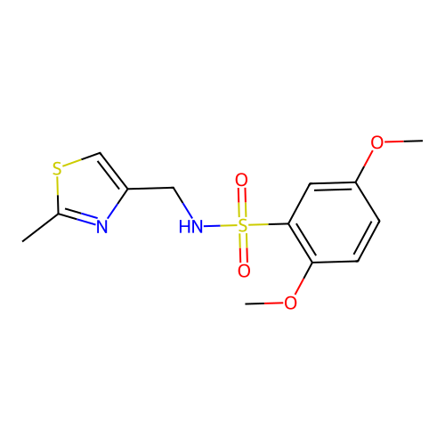 2,5-dimethoxy-N-[(2-methyl-1,3-thiazol-4-yl)methyl]benzene-1-sulfonamide structure