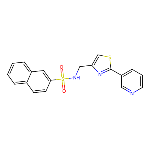 N-((2-(pyridin-3-yl)thiazol-4-yl)methyl)naphthalene-2-sulfonamide structure