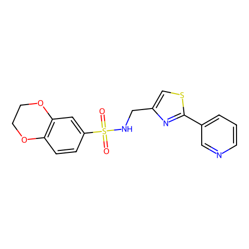 N-[(2-pyridin-3-yl-1,3-thiazol-4-yl)methyl]-2,3-dihydro-1,4-benzodioxine-6-sulfonamide structure