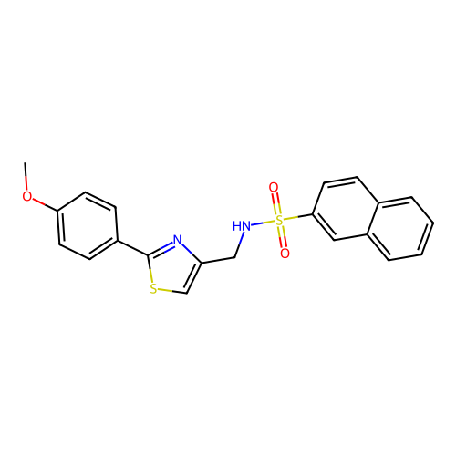 N-{[2-(4-methoxyphenyl)-1,3-thiazol-4-yl]methyl}naphthalene-2-sulfonamide structure