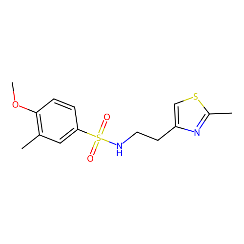 4-methoxy-3-methyl-N-[2-(2-methyl-1,3-thiazol-4-yl)ethyl]benzenesulfonamide structure