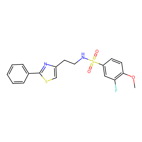 3-fluoro-4-methoxy-N-(2-(2-phenylthiazol-4-yl)ethyl)benzenesulfonamide structure