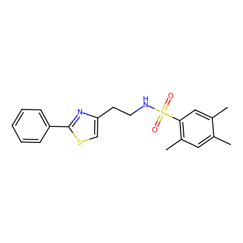 2,4,5-trimethyl-N-[2-(2-phenyl-1,3-thiazol-4-yl)ethyl]benzenesulfonamide structure