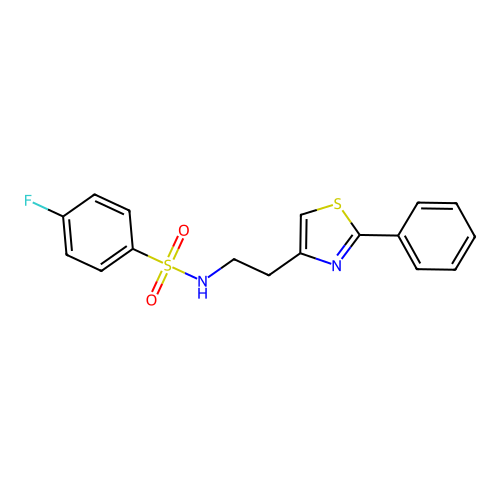 4-fluoro-N-[2-(2-phenyl-1,3-thiazol-4-yl)ethyl]benzenesulfonamide structure