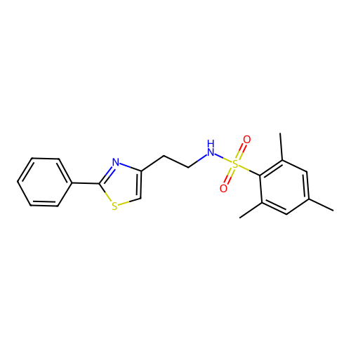 2,4,6-trimethyl-N-(2-(2-phenylthiazol-4-yl)ethyl)benzenesulfonamide structure