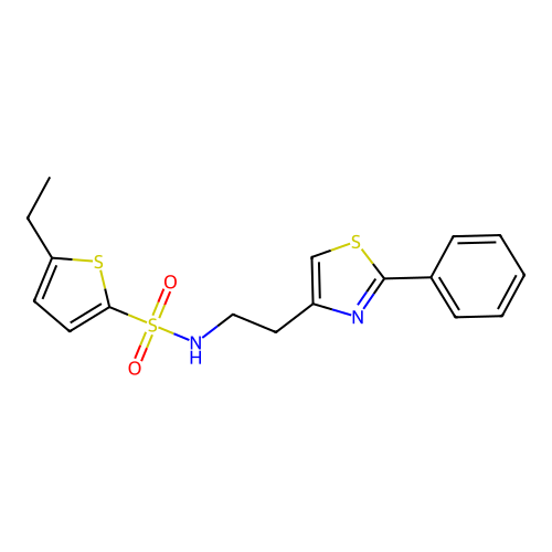 5-ethyl-N-[2-(2-phenyl-4-thiazolyl)ethyl]-2-thiophenesulfonamide structure