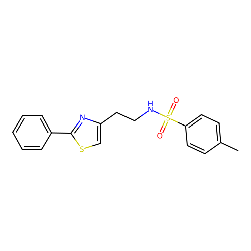 4-methyl-N-(2-(2-phenylthiazol-4-yl)ethyl)benzenesulfonamide structure