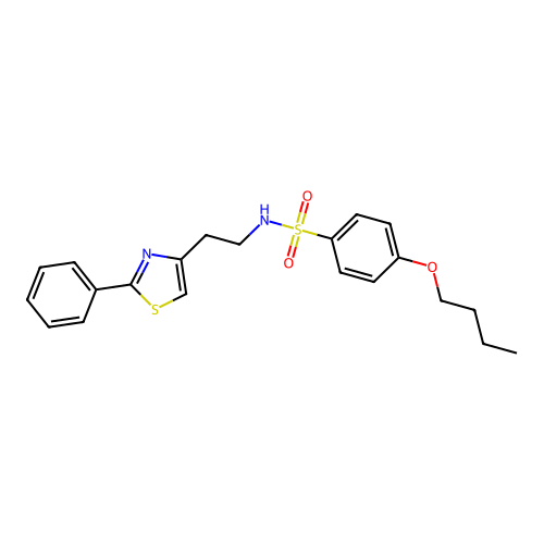 4-butoxy-N-(2-(2-phenylthiazol-4-yl)ethyl)benzenesulfonamide structure