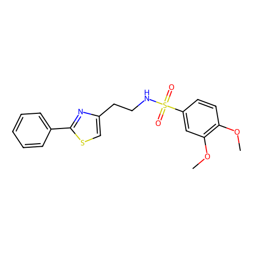 3,4-dimethoxy-N-(2-(2-phenylthiazol-4-yl)ethyl)benzenesulfonamide structure