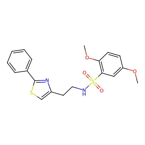 2,5-dimethoxy-N-(2-(2-phenylthiazol-4-yl)ethyl)benzenesulfonamide structure