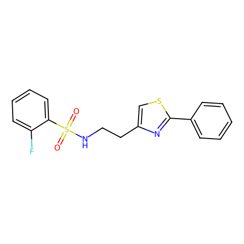 2-fluoro-N-(2-(2-phenylthiazol-4-yl)ethyl)benzenesulfonamide structure
