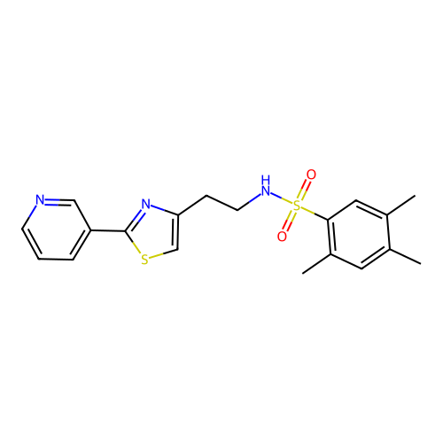 2,4,5-trimethyl-N-(2-(2-(pyridin-3-yl)thiazol-4-yl)ethyl)benzenesulfonamide structure