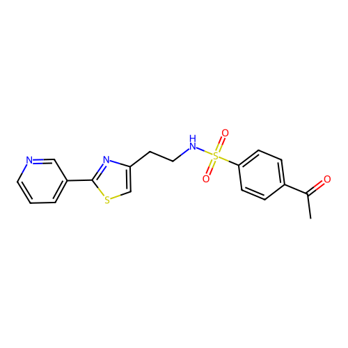 4-acetyl-N-(2-(2-(pyridin-3-yl)thiazol-4-yl)ethyl)benzenesulfonamide structure