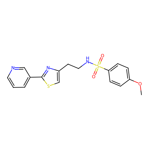 4-methoxy-N-(2-(2-(pyridin-3-yl)thiazol-4-yl)ethyl)benzenesulfonamide structure