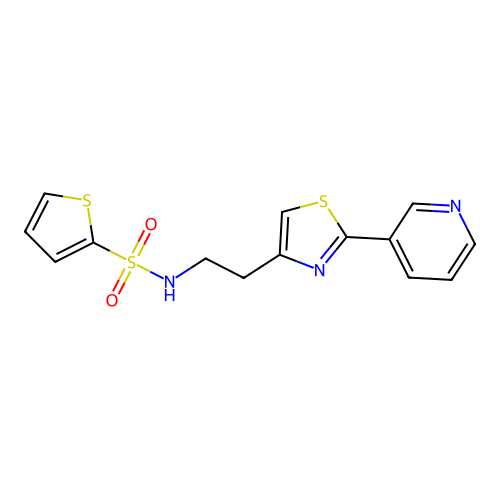 N-{2-[2-(pyridin-3-yl)-1,3-thiazol-4-yl]ethyl}thiophene-2-sulfonamide structure
