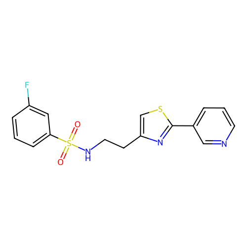 3-fluoro-N-(2-(2-(pyridin-3-yl)thiazol-4-yl)ethyl)benzenesulfonamide structure