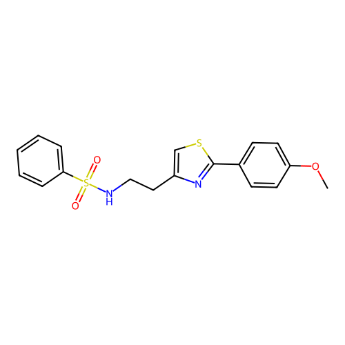 N-(2-(2-(4-methoxyphenyl)thiazol-4-yl)ethyl)benzenesulfonamide structure