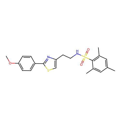 N-(2-(2-(4-methoxyphenyl)thiazol-4-yl)ethyl)-2,4,6-trimethylbenzenesulfonamide structure