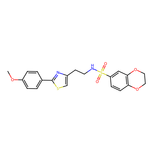 N-(2-(2-(4-methoxyphenyl)thiazol-4-yl)ethyl)-2,3-dihydrobenzo[b][1,4]dioxine-6-sulfonamide structure