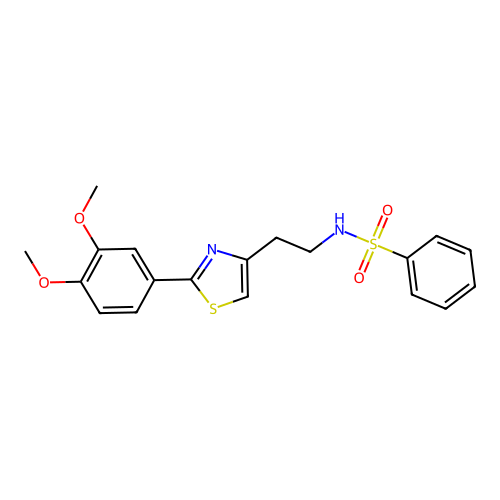 N-(2-(2-(3,4-dimethoxyphenyl)thiazol-4-yl)ethyl)benzenesulfonamide structure