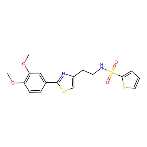 N-{2-[2-(3,4-dimethoxyphenyl)-1,3-thiazol-4-yl]ethyl}thiophene-2-sulfonamide structure