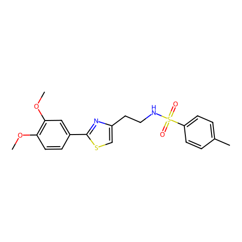 N-(2-(2-(3,4-dimethoxyphenyl)thiazol-4-yl)ethyl)-4-methylbenzenesulfonamide structure