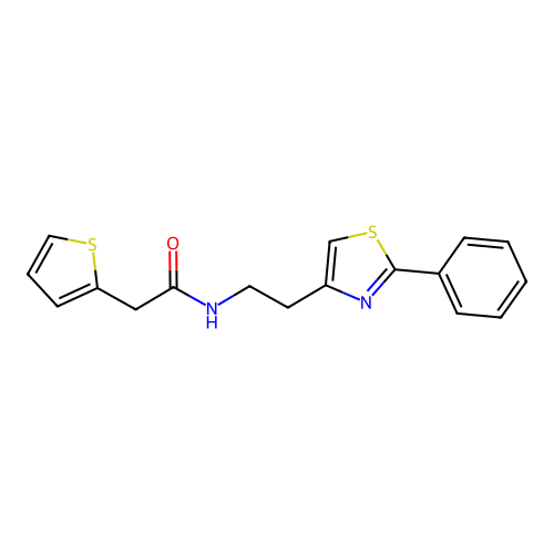 N-(2-(2-phenylthiazol-4-yl)ethyl)-2-(thiophen-2-yl)acetamide structure