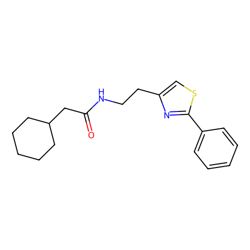 2-cyclohexyl-N-[2-(2-phenyl-1,3-thiazol-4-yl)ethyl]acetamide structure