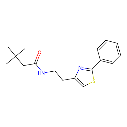 3,3-dimethyl-N-[2-(2-phenyl-1,3-thiazol-4-yl)ethyl]butanamide structure
