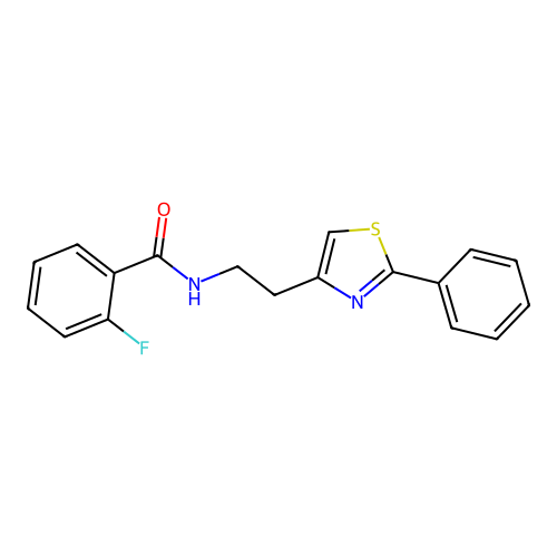 2-fluoro-N-[2-(2-phenyl-1,3-thiazol-4-yl)ethyl]benzamide structure