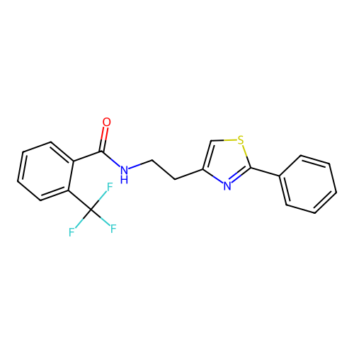 N-[2-(2-phenyl-1,3-thiazol-4-yl)ethyl]-2-(trifluoromethyl)benzamide structure