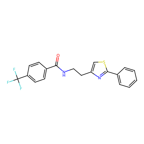 N-[2-(2-phenyl-1,3-thiazol-4-yl)ethyl]-4-(trifluoromethyl)benzamide structure