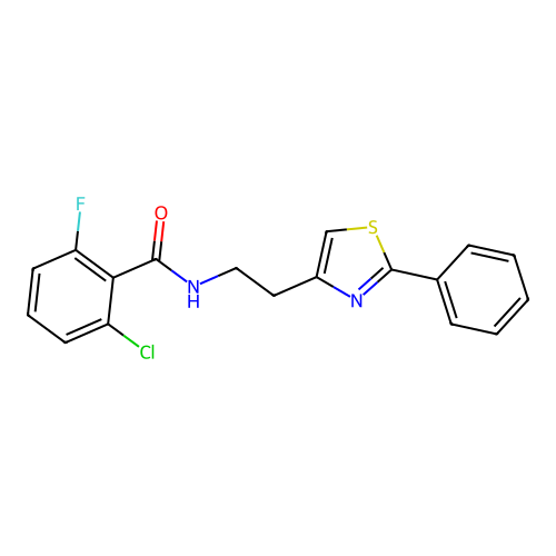 2-chloro-6-fluoro-N-[2-(2-phenyl-1,3-thiazol-4-yl)ethyl]benzamide structure