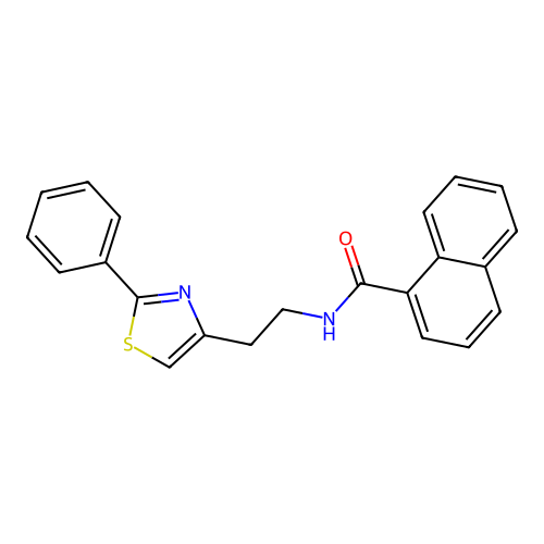 N-[2-(2-phenyl-1,3-thiazol-4-yl)ethyl]naphthalene-1-carboxamide structure