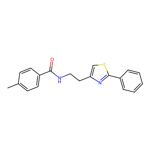 4-methyl-N-[2-(2-phenyl-1,3-thiazol-4-yl)ethyl]benzamide structure