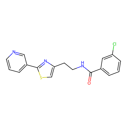 3-chloro-N-(2-(2-(pyridin-3-yl)thiazol-4-yl)ethyl)benzamide structure