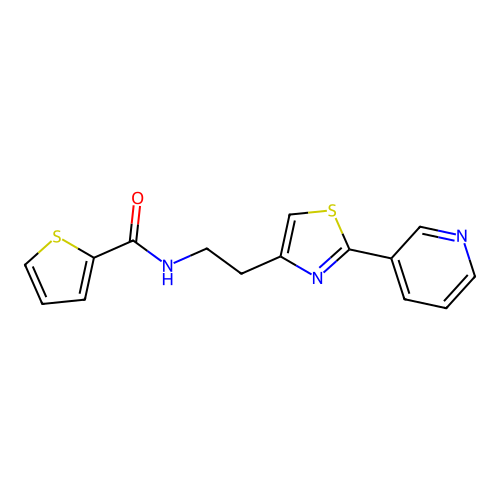 N-(2-(2-(pyridin-3-yl)thiazol-4-yl)ethyl)thiophene-2-carboxamide structure