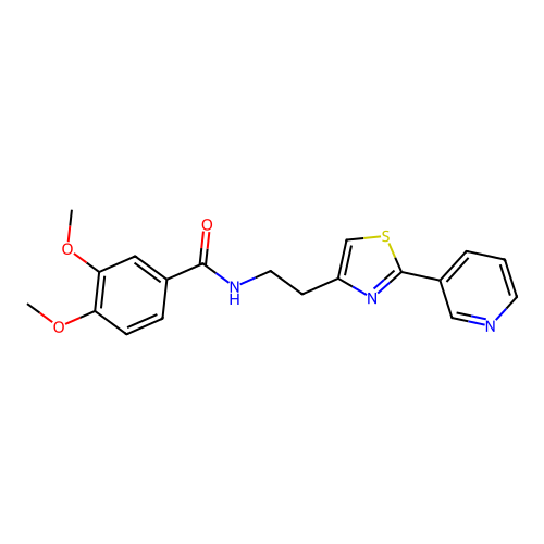 3,4-dimethoxy-N-[2-(2-pyridin-3-yl-1,3-thiazol-4-yl)ethyl]benzamide structure