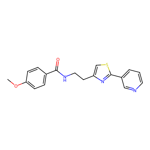 4-methoxy-N-[2-(2-pyridin-3-yl-1,3-thiazol-4-yl)ethyl]benzamide structure