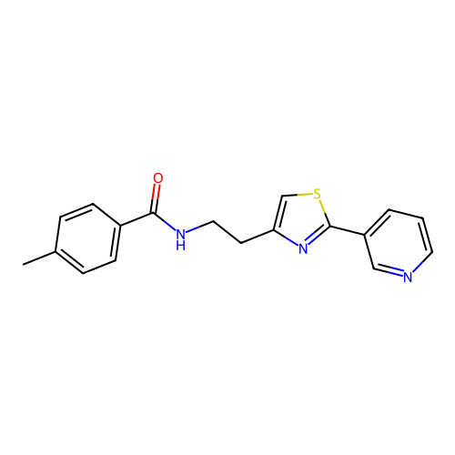 4-methyl-N-(2-(2-(pyridin-3-yl)thiazol-4-yl)ethyl)benzamide structure