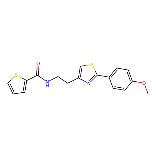 N-(2-(2-(4-methoxyphenyl)thiazol-4-yl)ethyl)thiophene-2-carboxamide structure
