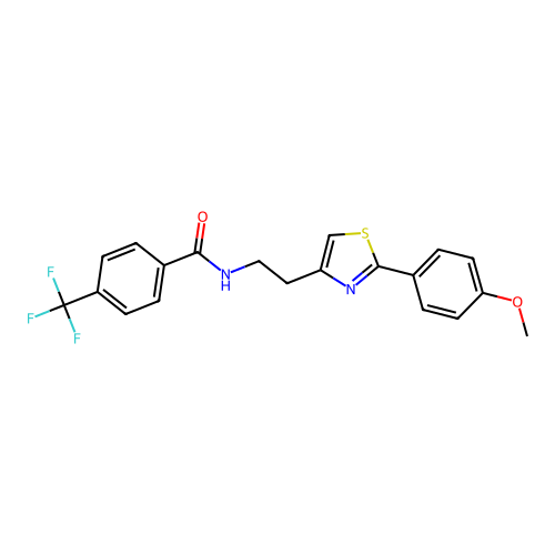 N-{2-[2-(4-methoxyphenyl)-1,3-thiazol-4-yl]ethyl}-4-(trifluoromethyl)benzamide structure